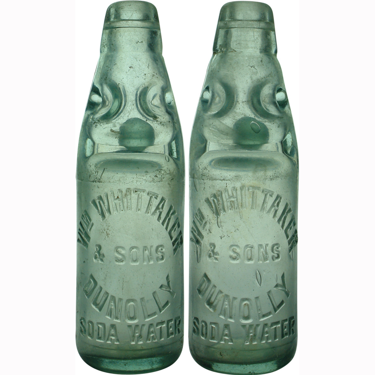 2 Wm Whittaker Dunolly Codd Bottles. Soda Water. (Victoria)
