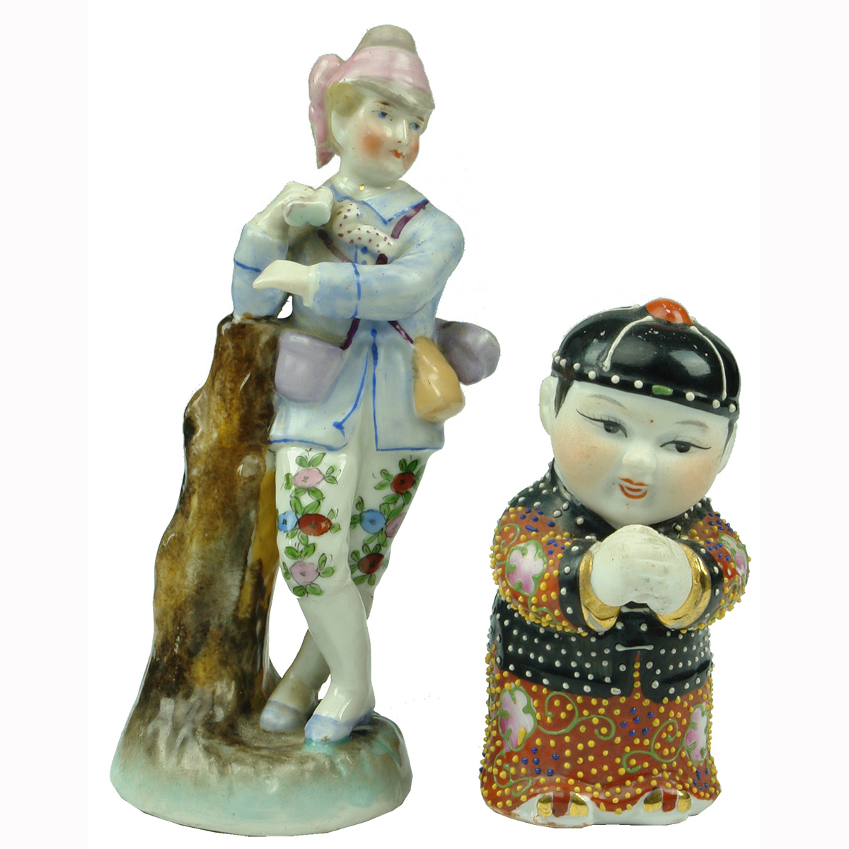 2 Ceramic Figurines. European & Asian.