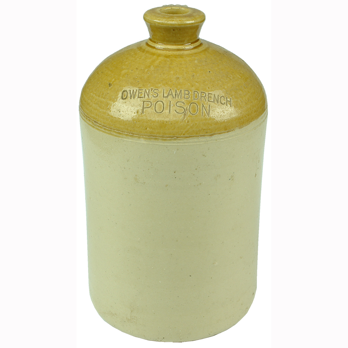 Demijohn. Owens Lamb Drench. Poison. Half Gallon. (Geelong, Victoria)