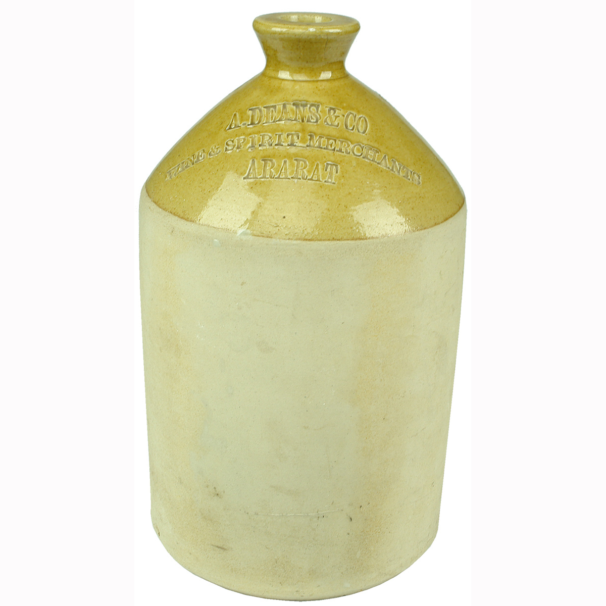 Demijohn. A. Deans & Co., Wine & Spirit Merchants, Ararat. 1 Gallon. (Victoria)
