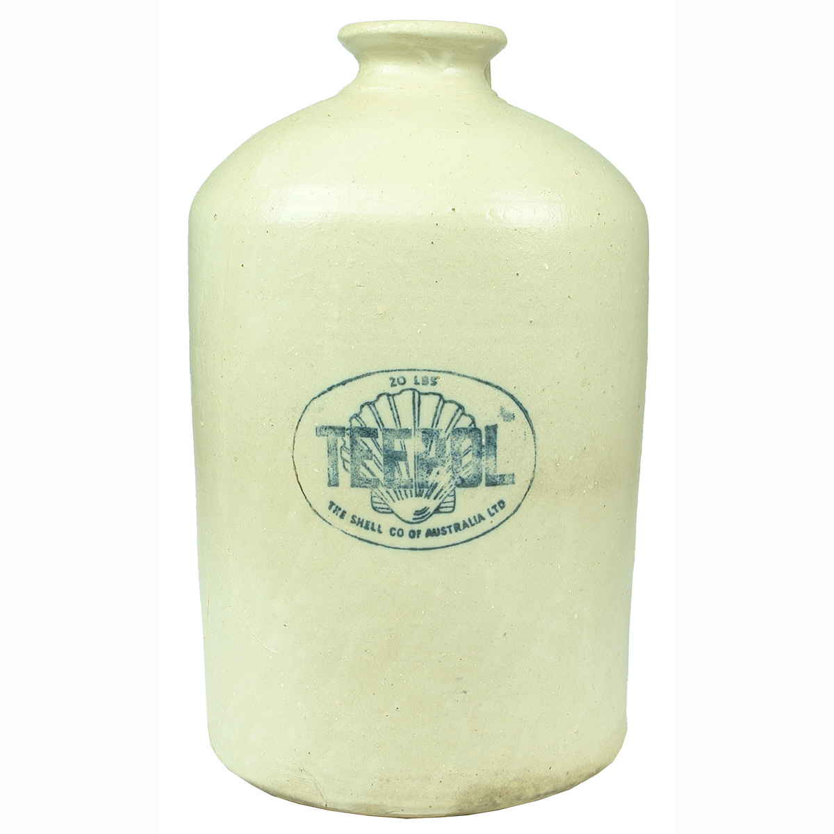 Demijohn. 20lbs Teepol, The Shell Co. of Australia Ltd.