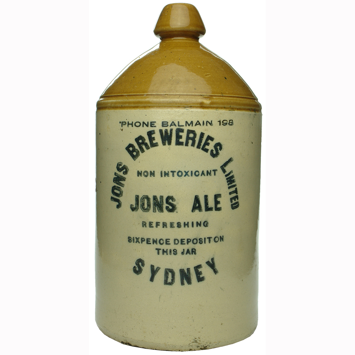 Demijohn. Jons Ale Breweries Balmain Sydney. One Gallon. (New South Wales)